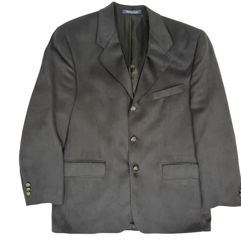 Vintage 90s Men's 42R Black Velour Blazer Jacket Lord & Taylor Fifth Ave